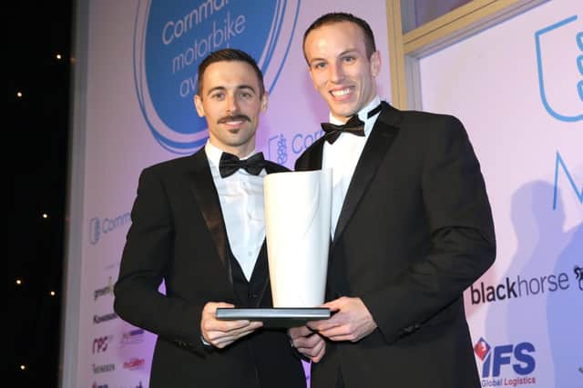 Keith Farmer (right) received the Outstanding Achievement Award in 2019 in recognition of his fourth British title triumph the previous year. Keith was presented with the award by fellow Northern Ireland racer Eugene Laverty.