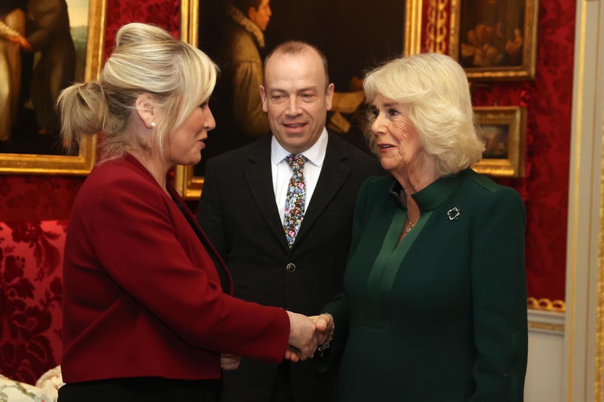 Queen Camilla meets First Minister Michelle O'Neill, Deputy First Minister Emma Little-Pengelly at Hillsborough Castle