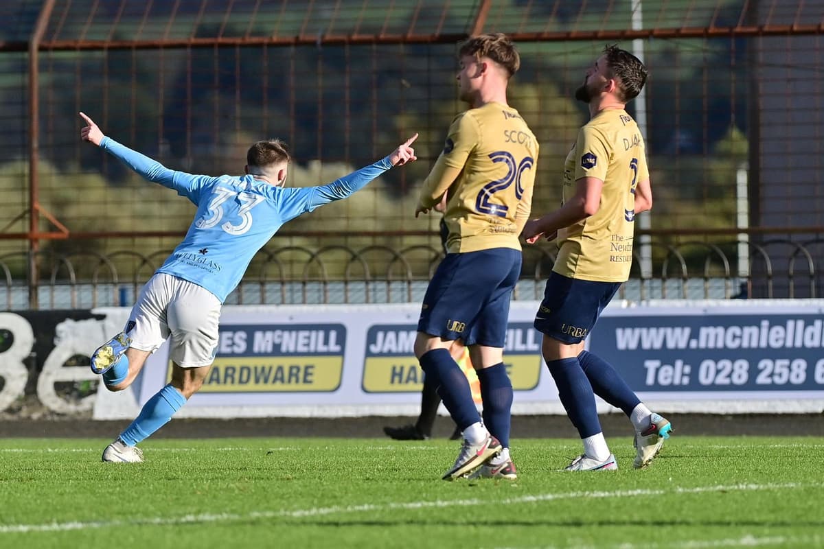 Noah Stewart comes up trumps as his brace helps Ballymena United secure derby day bragging rights against Coleraine