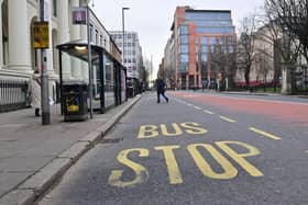 Empty bus lanes in Belfast City Centre during a 48-hour strike by public transport workers last December