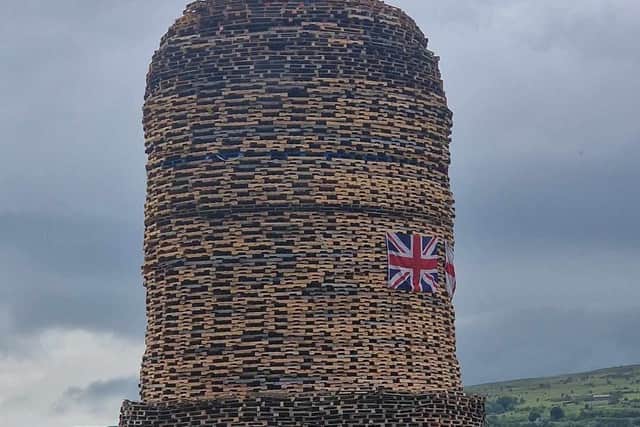Bonfire builders in Moygashel have put a boat on top of the structure ...