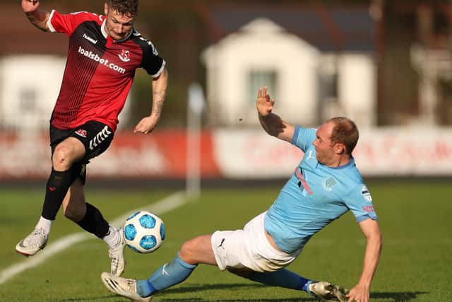 Ross Redman in action for Ballymena United against Crusaders