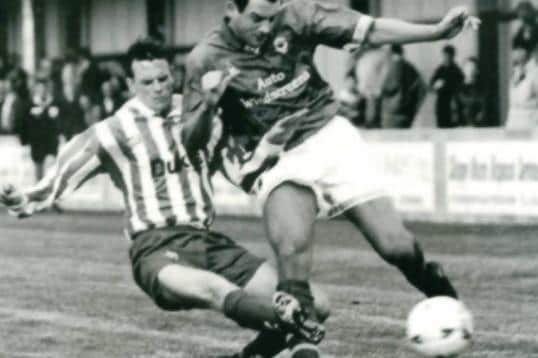 David Johnstone (left) in action for Loughgall