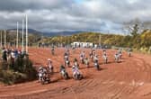 Mason Sheilds leads the Junior/Cadets riders into Turn 1 at Desertmartin. (Photo by Maurice Montgomery)