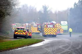 The Northern Ireland Fire and Rescue Service (NIFRS) received a call at 07:19 BST reporting the fire in the Doogary Industrial Estate on the Bankmore Road.