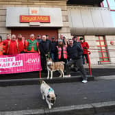 Royal Mail workers at Tomb Street in Belfast on strikes in a long-running dispute over pay and conditions.