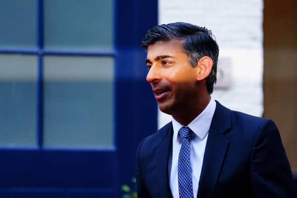 Conservative leadership candidate Rishi Sunak outside his home in London