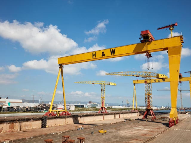 Samson & Goliath, the two iconic yellow Harland & Wolff cranes that dominate the skyline of Belfast’s docks