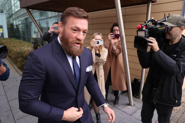 Conor McGregor leaves Blanchardstown Court, Dublin, where he is charged with dangerous driving in relation to an incident in west Dublin in March