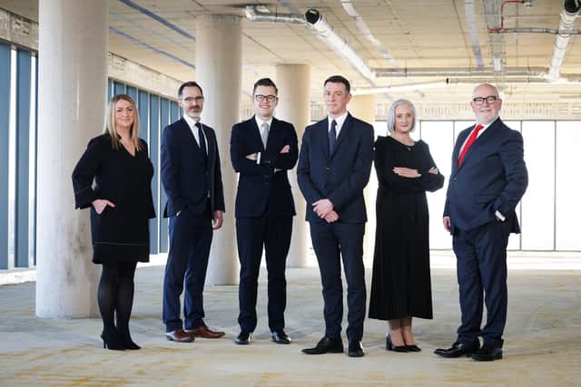 CBRE NI Invests in Valuation and Professional Services as Focus on Sustainability Grows. Pictured are Deborah Cromie, Steven Conwell, Oliver Johnston, Mark Elliott, Audrey McStraw, and Chris Callan who lead the 12-strong Valuation and Professional Services team which is now the largest of its kind in Northern Ireland