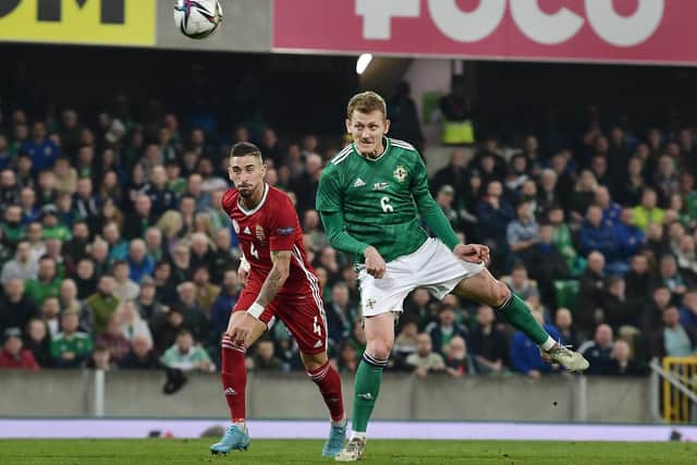 George Saville in action for Northern Ireland.