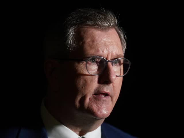 DUP leader Sir Jeffrey Donaldson has told his party faithful that he wants to see a deal from Government which restores Northern Ireland’s place in the UK internal market and which respects the province's place within the union. Photo: Brian Lawless/PA Wire