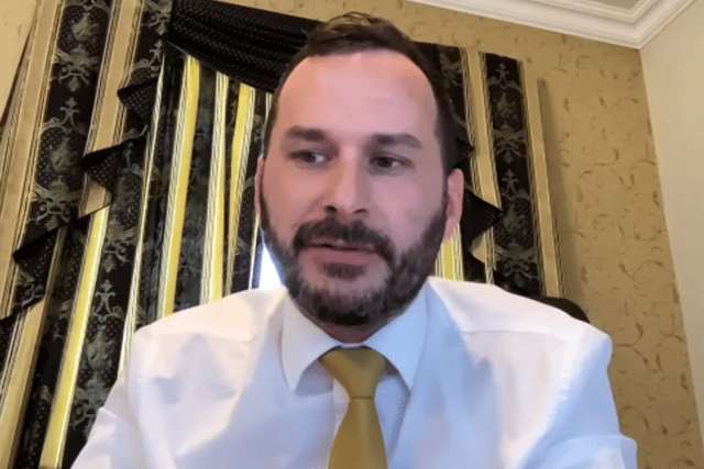 TUV MLA Timothy Gaston, who appeared at last week's committee meeting by video conferencing, had a number of robust exchanges with Ms Fearson over last year's violence in Ballymena. Image: Northern Ireland Assembly