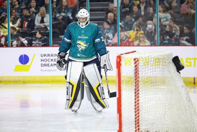Petr Cech starred in goal for the Belfast Giants All Stars, playing the first half of the game and conceding one goal. Last night (April 19) the Belfast Giants All Stars and Dnipro Kherson competed in a charity ice hockey game in support of Ukrainian Hockey Dream. After the game, a cheque for £50,000 - the total sum raised so far, was presented to Georgii Zubko