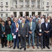 Members of the American Irish State Legislator Caucus from Massachusetts state during a visit to Parliament Buildings at Stormont, Belfast. Picture: Liam McBurney/PA Wire