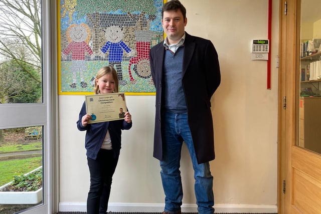 Chinley Primary School pupil Sophia Isabella Lee, aged 7, was named the winner of High Peak MP Robert Largan's Christmas card design competition.