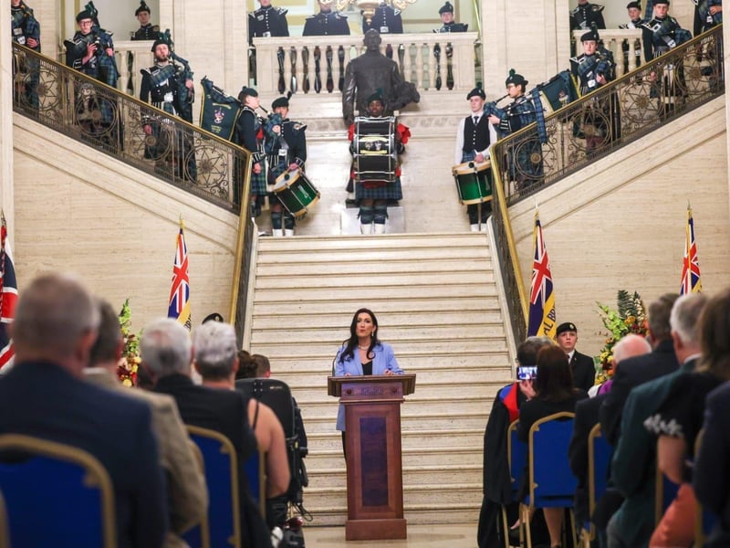 Emma Little-Pengelly, Deputy First Minister, makes a speech at the commemorative event