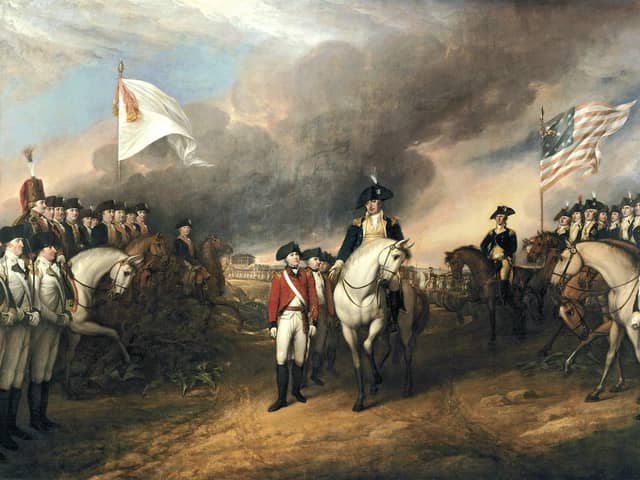 British general Cornwallis surrenders at the Yorktown in October 1781 by John Trumbull. Picture: Public Domain