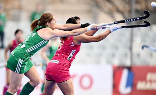 Action from the Ireland vs Japan match. Pic by FIHWorldsportpics