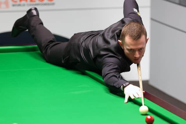 Mark Allen during his match against Stuart Bingham at the Cazoo World Snooker Championship at the Crucible Theatre, Sheffield.