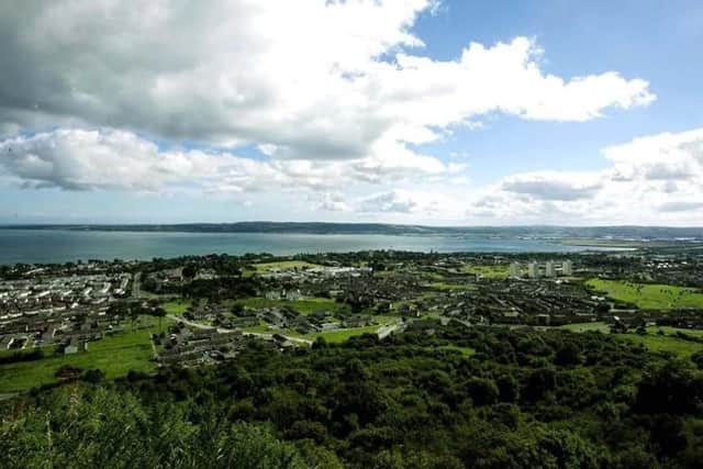 Looking out across Newtownabbey from Carnmoney, towards Belfast Lough