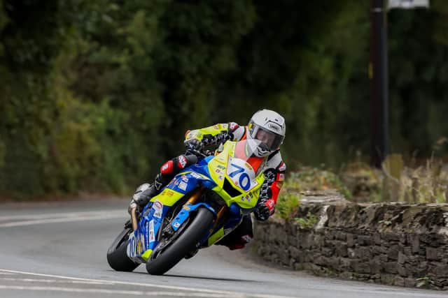 Swiss rider Mauro Poncini during qualifying at the Manx Grand Prix. (Photo by Callum Staley/Pacemaker Press)