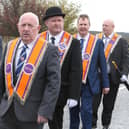 Members of the Moyarget Chosen Few LOL 1196 and Silver Plains Flute Band going to Ramoan Presbyterian Church Moyarget on Sunday to mark the 200th Anniversary of the Lodge PICTURE KEVIN MCAULEY