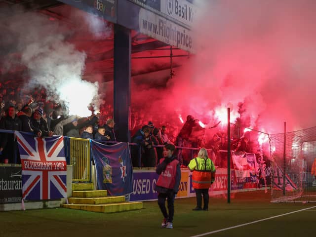 Scenes from the Linfield section of The Showgrounds on February 16 during the Sports Direct Premiership match against Coleraine. (Photo by Desmond Loughery/Pacemaker Press)