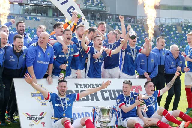 Mark Stafford was part of the Linfield side that beat Coleraine 3-0 to win the Irish Cup in 2017. PIC: Jonathan Porter/PressEye.com