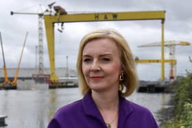 Liz Truss during a campaign visit to the maritime engineering company in Belfast Harbour, as part of her campaign to be leader of the Conservative Party and the next prime minister. Picture date: Wednesday August 17, 2022.
