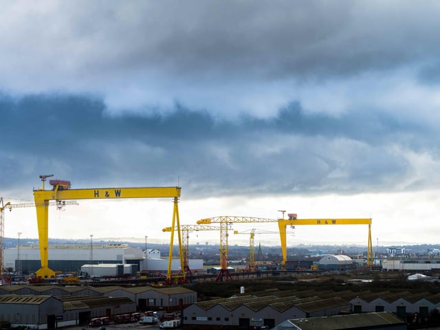 Samson & Goliath, the two iconic yellow Harland & Wolff cranes that dominate the skyline of Belfast’s docks