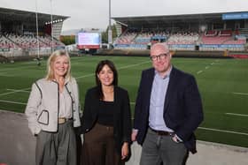 Suzanne Wylie, Chief Executive, NI Chamber; Tanya Anderson, head of business deposits, Bank of Ireland UK and Kevin O'Hara, head of procurement, Navantia UK - Harland & Wolff, highlight the forthcoming NI Chamber 2026 Meet the Buyer event