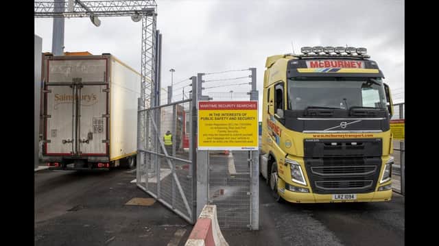 Freight lorries at Belfast port. Now all EU customs formalities and health certification will have to completed before entering NI, whereas some of it was done after entry under the protocol. This will all help to cause an irreversible fracture to trade between GB and NI. Picture by: Liam McBurney