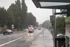 Heavy rain on the Newtownards Road at the junction of North Road in east Belfast at 2.20pm on Sunday August 6 2023. July was the wettest on record in Northern Ireland and there has been plenty of rain in August too