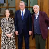 Lord Caine, Parliamentary Under-Secretary of State for Northern Ireland (centre), with co-chairs of the independent advisory panel, Lord Bew and Dr Caoimhe Nic Dhaibheid. A group of independent historians are to write a "public history" of Northern Ireland's troubled past