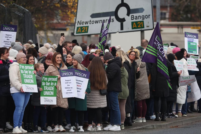 .Classroom assistants, bus drivers, catering staff, cleaners and other support workers are walking out at hundreds of schools.