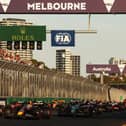 Race winner Max Verstappen (1) leads second placed Lewis Hamilton (44) and third placed Fernando Alonso (14) at the second restart in the F1 Australian Grand Prix on Sunday.