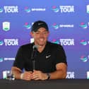Northern Ireland's Rory McIlroy in a press conference following the Pro-Am prior to the DP World Tour Championship on the Earth Course at Jumeirah Golf Estates in Dubai, United Arab Emirates. (Photo by Andrew Redington/Getty Images)