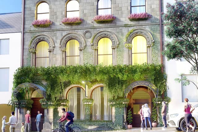Planning permission has been granted by Fermanagh and Omagh District Council to transform a 159-year-old former bank into a 22-bed boutique hotel. Pictured is a computer generated image of Foundry Hotel