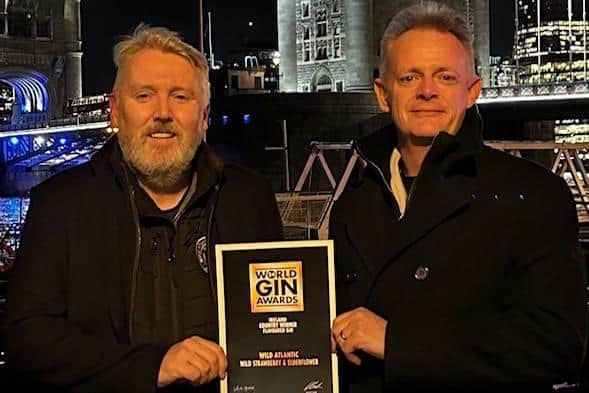 Tyrone business partners Brian Ash and Jim Nash, the owners of Wild Atlantic Distillery, were delighted when the judges selected their flavoured gin as Ireland’s best for its outstanding quality and taste