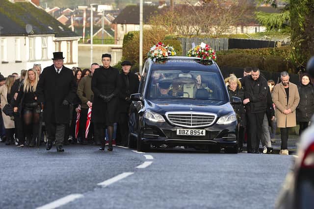 The funeral cortege for Lurgan murder victim Odhran Kelly on its way to St Peter’s Church in Lurgan today.
Picture By: Arthur Allison: PacemakerPress.