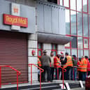 Royal Mail postal workers on strike outside the Belfast delivery office in Tomb Street, Belfast. Photo by Kelvin Boyes / Press Eye.