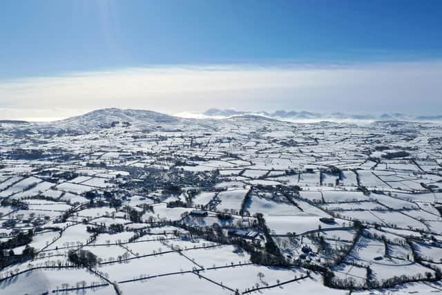 Snow covered hills of Dromara