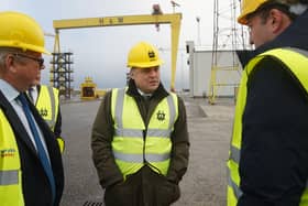 Defence Secretary Ben Wallace during a visit to Harland & Wolff shipyard factory in Belfast on Wednesday January 18, 2023