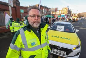 RRV Paramedic Gabriel McComish, on the picket line outside the Royal Victoria Hospital in Belfast, as thousands of health and social care workers, including paramedics, in Northern Ireland take part in strike action over pay and conditions. Picture date: Thursday January 26, 2023.