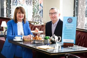 Ann McGregor, chief executive, NI Chamber and Mark Cunningham, head of regional business centres, Business Banking NI, Bank of Ireland, launch The 2023 Business Breakfast Series in partnership with Bank of Ireland