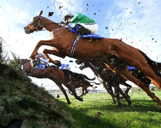 Action from the Red Rum Handicap Chase during day one of the Randox Grand National Festival at Aintree Racecourse, Liverpool.