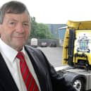 Ballymena United main sponsor Norman McBurney pictured in 2012 with a club-liveried lorry
