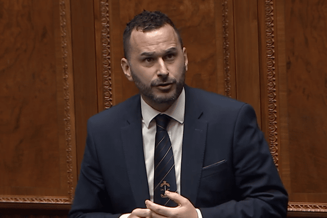 MLA Timothy Gaston hit out at nationalist criticism of the Shankill community in Stormont today. Image: NI Assembly