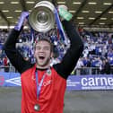 Alan Mannus celebrates winning the 2007/08 Irish League title with Linfield. PIC: Presseye
